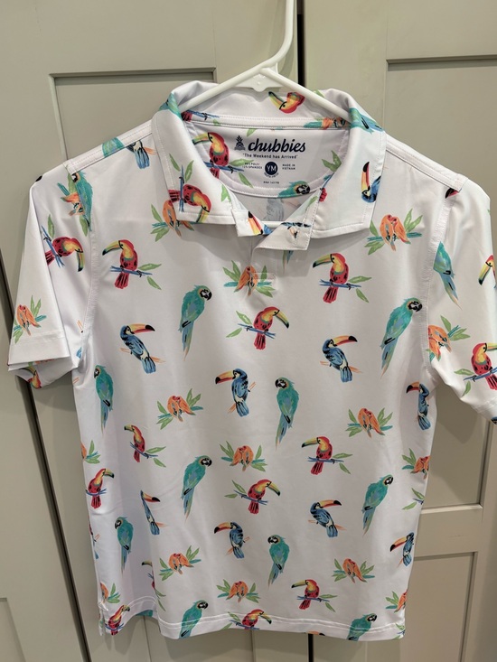 chubbies Other - Chubbies boys white tropical parrot polo